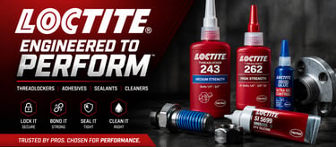 loctite adhesives, threadlocker, sealants, metal putty, retaining compound and glue