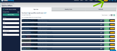 OIddsmonkey completed offers sign ups welcome offers free bets
