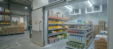 Commercial cold room for storing meat, dairy and vegetables