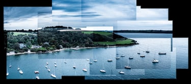 A joiner composition of Flushing harbour in Cornwall