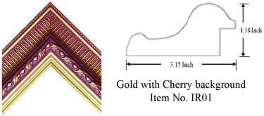 Gold with Cherry background Picture Frame Item No. IR01
