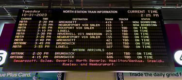 Boston North Station's departure board