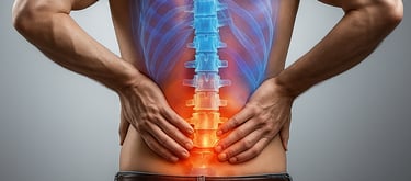 Person holding lower back in pain due to muscle strain.