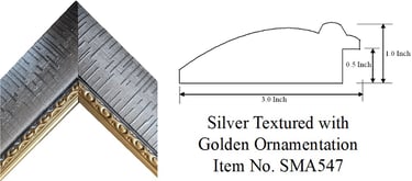 Silver Textured with Golden Ornamentation Picture Frame