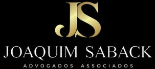 Gold and white Joaquim Saback Advogados Associados law firm logo on a black background.