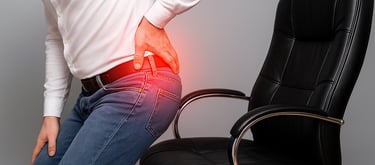 Illustration Showing sciatica nerve compression in lower back.