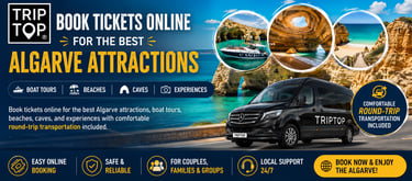 Book tickets online for Algarve attractions, boat tours, and caves with round-trip transportation in a black van.