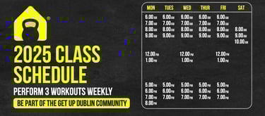 Timetable for fitness classes