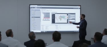 man presenting in a meeting