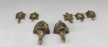 "Brass Designer Turtle Family–Two Large Turtles with Multiple Small Turtles–Front Side View-for global shipment"