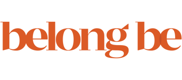 a black and orange logo with the words belong be strong