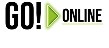 GO! Online logo featuring the GO! Frist Aid green triangel