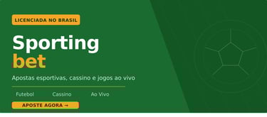 Banner da Sportingbet com fundo verde, bola de futebol decorativa e botão de apostar agora
