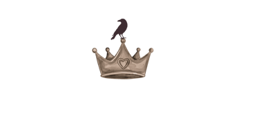 Cartoon of a crow standing on a crown.