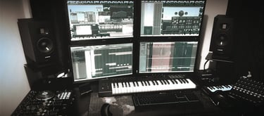 A home studio used for audio editing