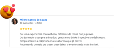 Avaliação 5 estrelas de cliente Lab Bar Eventos