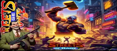 a man in a suit and tie with a gun in front of a city streets of rage