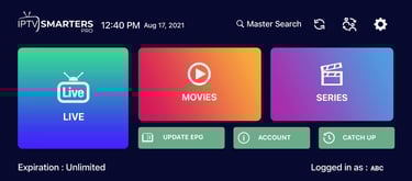 a screen shot of  smarters 3.1.5.1 mod apk home page