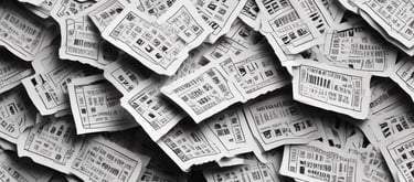 person holding brown, blue, and white tickets