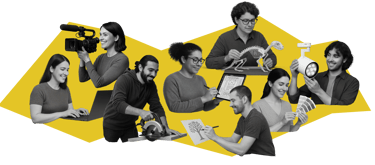 Teammitgliedern, in den Bereichen Design, Medien, Technik und Beleuchtung.