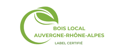 un logo d'entreprise local vert de bois local d'Auvergne Rhône Alpes