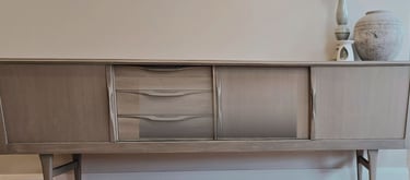 Mid century sideboard refinished with Fusion Mineral paint and a dark wax