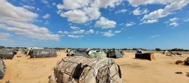 Improvised camps for migrants and refugees in al Amra in Sfax, Tunisia