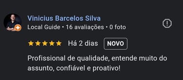 depoimento 5 estrelas