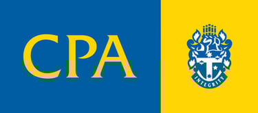 a yellow and blue background with the words, cpa and a picture of a