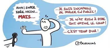 bonhomme tenant des propos reflétant le manque de confiance en soi (je suis incapable)