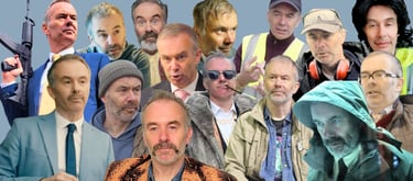 a collage of characters portrayed by William Morgan