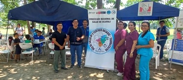 Healthcare professionals at a regional Ucayali health fair at Centro Recreacional Mokanranko