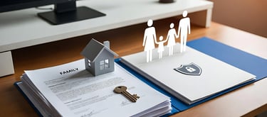 Documentos de familia, casa y personas que representan la familia