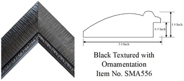 Black Textured with Ornamentation Picture Frame