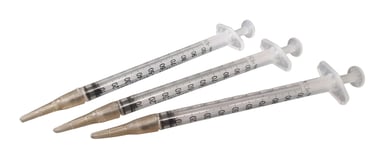 Three hand feeding syringes with silicone teats
