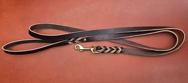 8/9oz brown latigo leather dog leash, handmade, 6 ft length with solid brass hardware