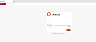 Interface web do OPNsense solicitando username e password