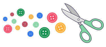 image bouton et ciseaux de couture