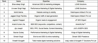 top 10 seo freelancers in India