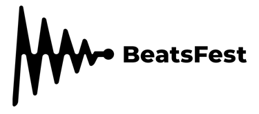 BeastFest black logo version - Black sound wave with "BeatsFest" written on the right in black text.