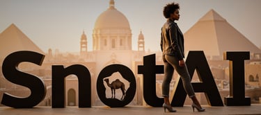 a woman standing in front of a sign that says,'snotal (Flux)