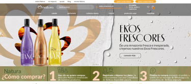 Natura Ekos Frescores fragrances displayed on a website banner featuring Amazonian scents.