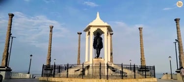Iconic Mahatma Gandhi Statue on the beachfront in Pondy.