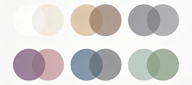 Neutral color palette featuring beige, taupe, grey, and soft pastels