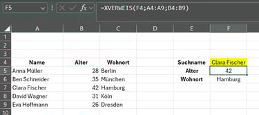 Beispiel wie XVerweis() den SVerweis() ersetzt