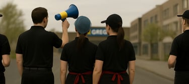 Greggs employees megaphone