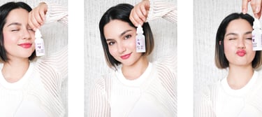 Middle Eastern young woman holding Aster Saffron Face Serum