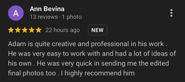 A testimonial for a cairns portrait photographer
