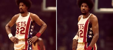 Julius Erving as a member of the New York Nets during the 1975-76 ABA season.