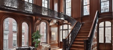 a row of stairs leading up to a building with a sign that says residential pest